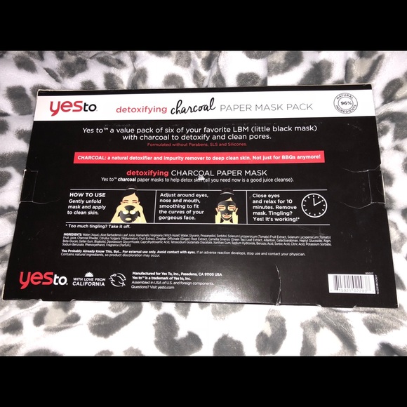 SOLD Yes To Charcoal Paper Mask 6pack NIB - Picture 2 of 2